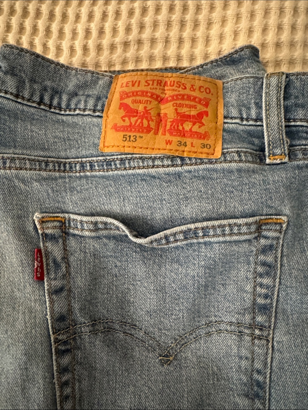 Levi's 513 Light Blue Denim Jeans - 34W x ~28L